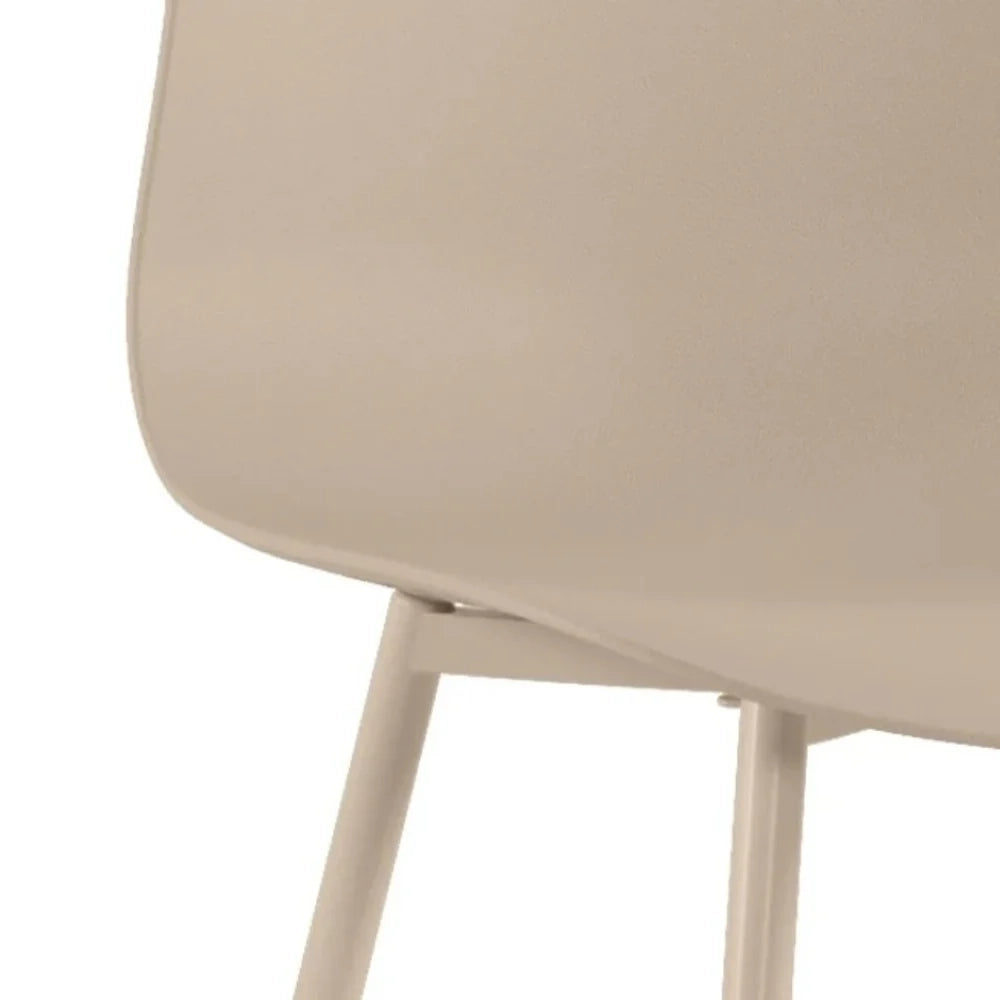 Set di 4 sedie da pranzo in polipropilene beige Wave con struttura in metallo facili da pulire | Duzzle