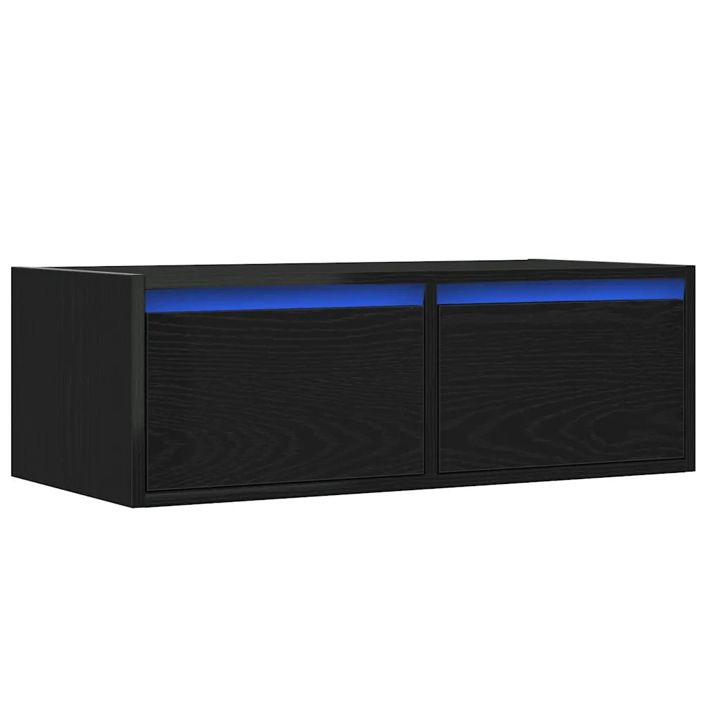 Mobile Porta TV con Luci LED Rovere Nero 75x35,5x25 cm 860230