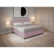 Letto imbottito Matrimoniale 160x200 cm Vertical - Contenitore,Glicine,Microfibra