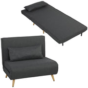 Poltrona letto pieghevole 3 in 1 ¨C Xylo ¨C Tessuto lino grigio con schienale reclinabile