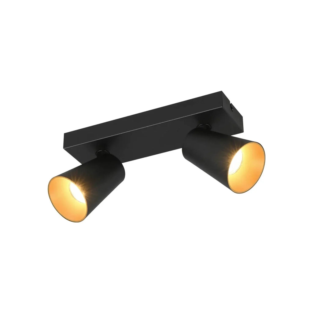 LÚZETE - SPOT DA SOFFITTO/ MURO 2 LUCI METALLO NERO GU10 SILVANO