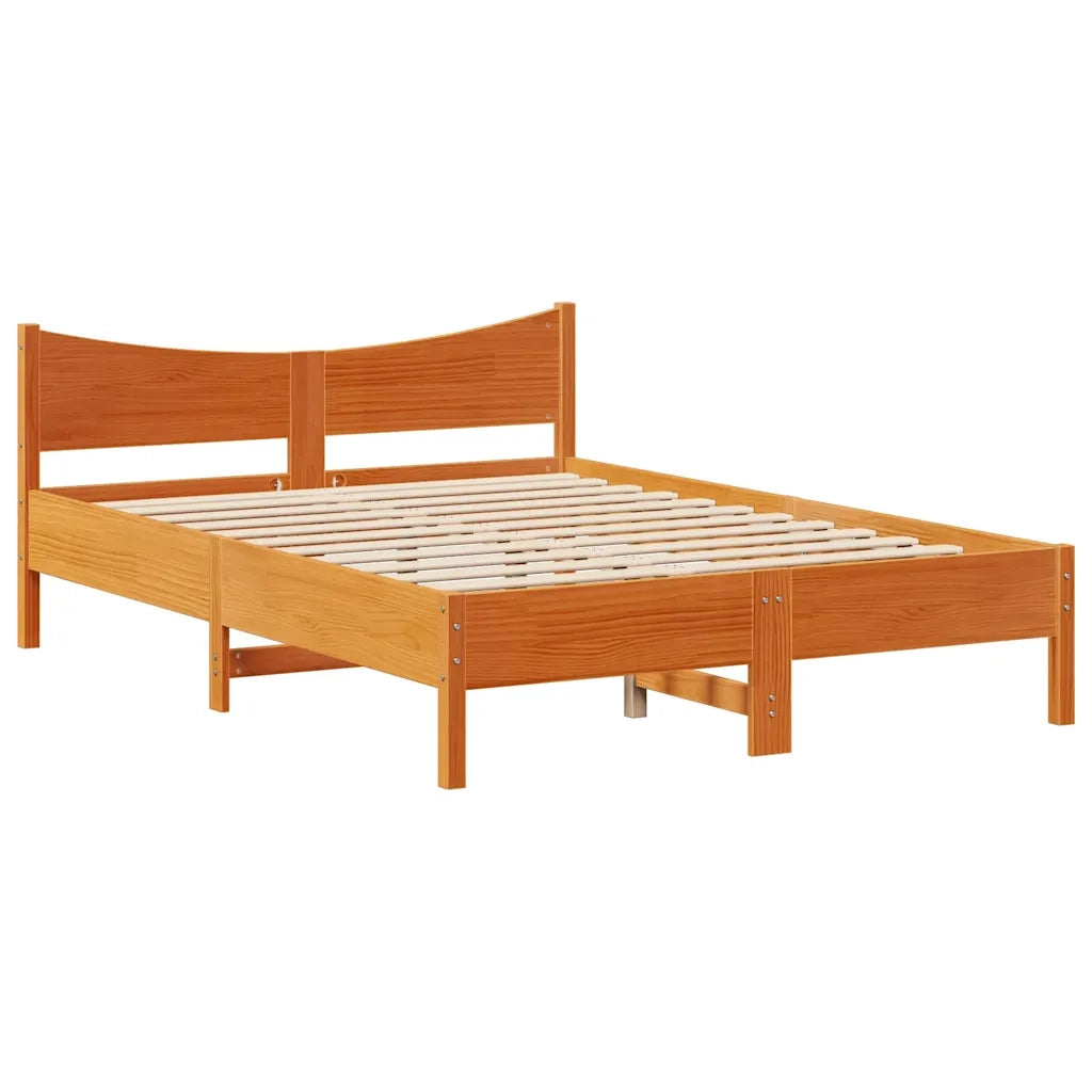 Giroletto con Cassetti-Struttura Letto con contenitore Marrone Cera 150x200 cm Massello Pino
