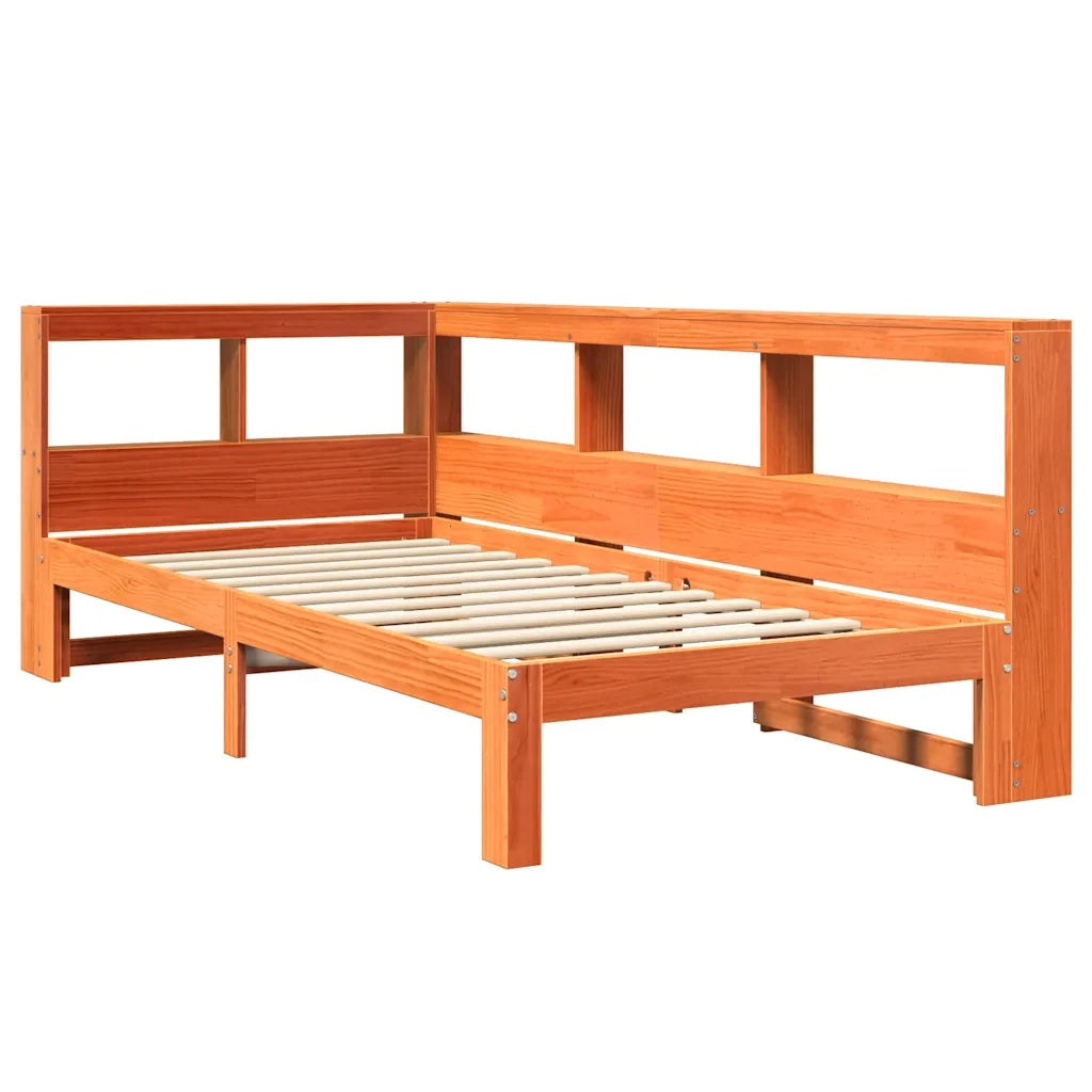 Letto Libreria senza Materasso Marrone Cera 90x190 cm in Pino 3324405