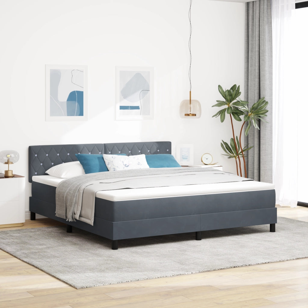 Letto a Molle con Materasso & LED Grigio Scuro 180x200 cm Velluto