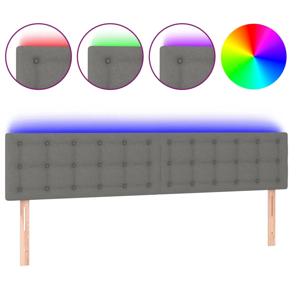 Testiera a LED Grigio Scuro 160x5x78/88 cm in Tessuto