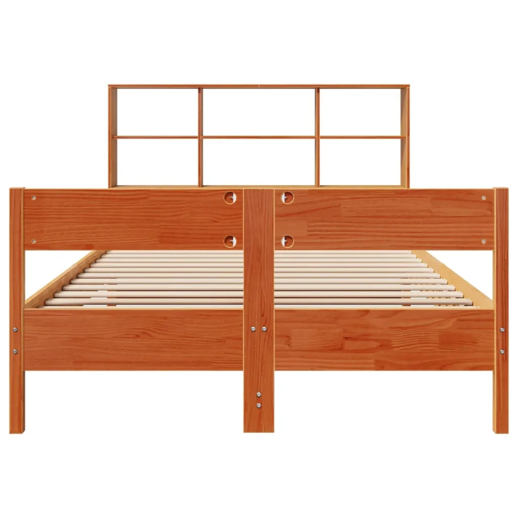 Letto Libreria senza Materasso Marrone Cera 120x190 cm in Pino 3323007