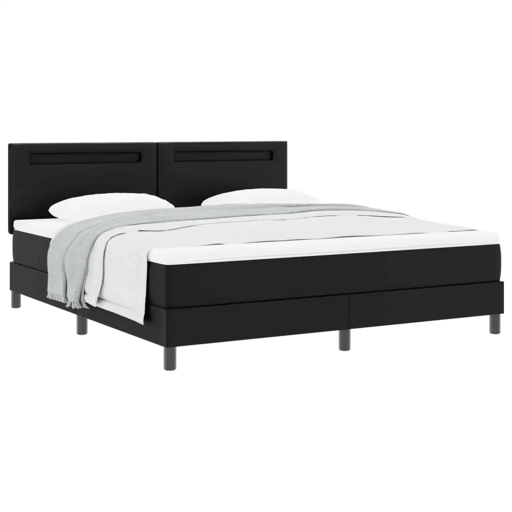 Letto a molle con strisce LED Nero 180 x 200 cm Pelle sintetica 3339060