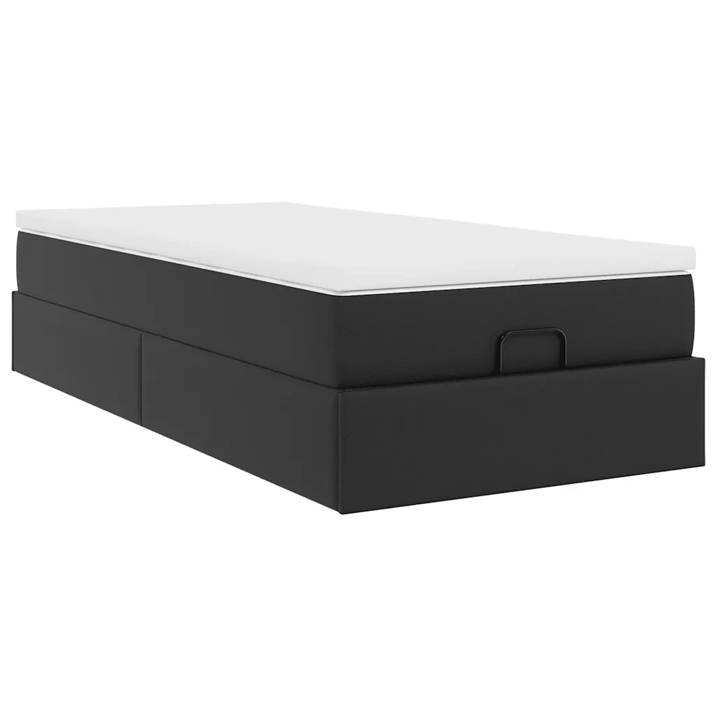 Struttura Letto Pouf con Materasso Nero 90x190 cm Similpelle 3311011