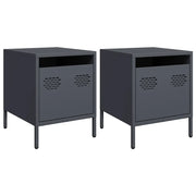 Set di 2 Comodini | Armadio da Notte | Mobiletto da notte Antracite 35x39x43,5 cm in Acciaio