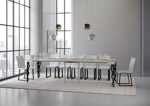 Consolle Allungabile 90-300x40x77 cm Karamay Cashmere Telaio Antracite