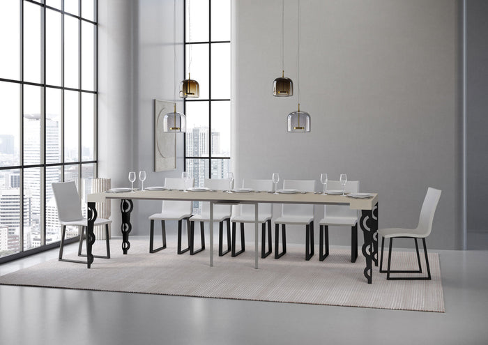 Consolle Allungabile 90-300x40x77 cm Karamay Cashmere Telaio Antracite