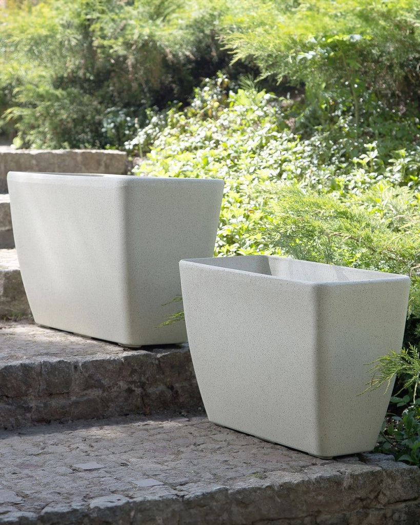 Vaso per fiori Fioriera in pietra beige 60 x 27 x 41 cm Accessori per interni e interni moderni e minimalisti