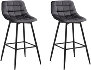 Sgabelli da Bar Stile Industriale Alta Sedia da Cucina Rivestimento in Velluto Grigio Scuro Gambe in Metallo 2 Pezzi