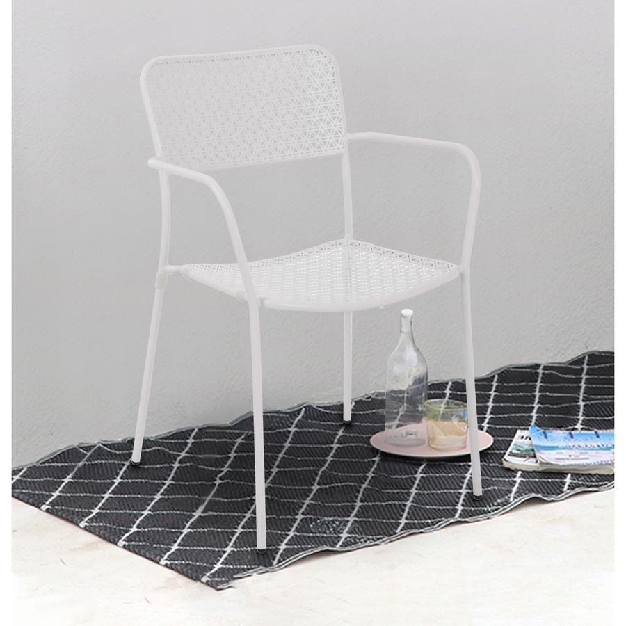 Set 4 sedie da Giardino con Braccioli 57x45/58x81,5h cm in Metallo Aura Bianco