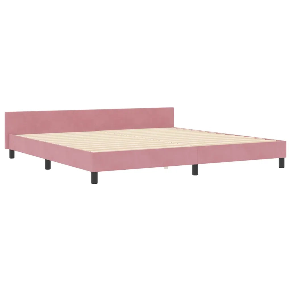 Letto a molle con testiera Rosa 200 x 200 cm Velluto 3344902