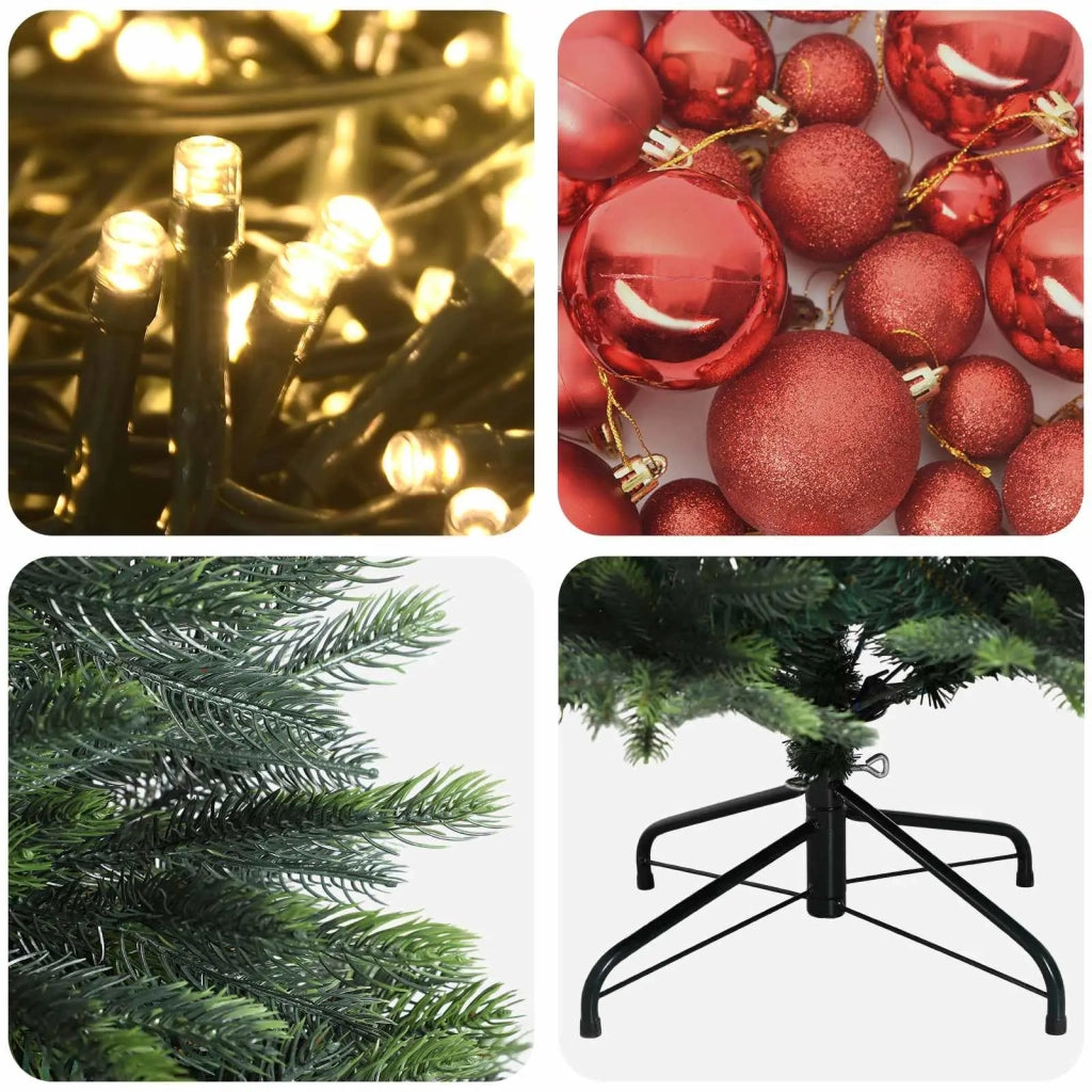 Albero di Natale Artificiale con Palline 150 cm 150 LED 3465884