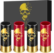 Set di Cesti in Plastica per Tiri in Bulk da 4 - Fumatori Gotici - Regali per Matrimonio e Compleanno - 12GA Piccoli Cesti per Tiri per Whisky e Tequila - Cesti con Faccia di Teschio in Geschenkbox