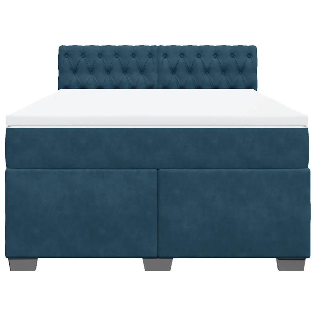 Giroletto a Molle con Materasso Blu 140x200 cm in Velluto 3288640