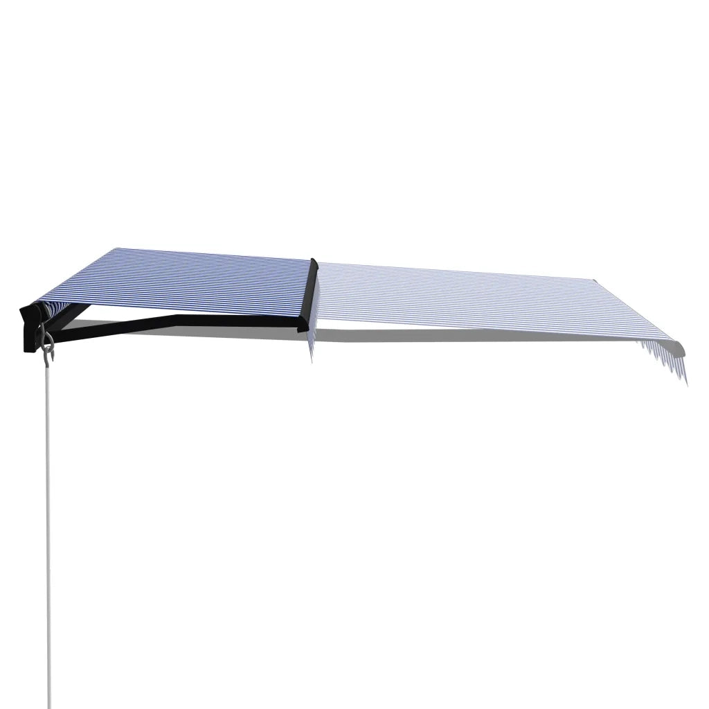 Tenda da Sole Retrattile Manuale-Tenda parasole per Patio 300x250 cm Blu e Bianca