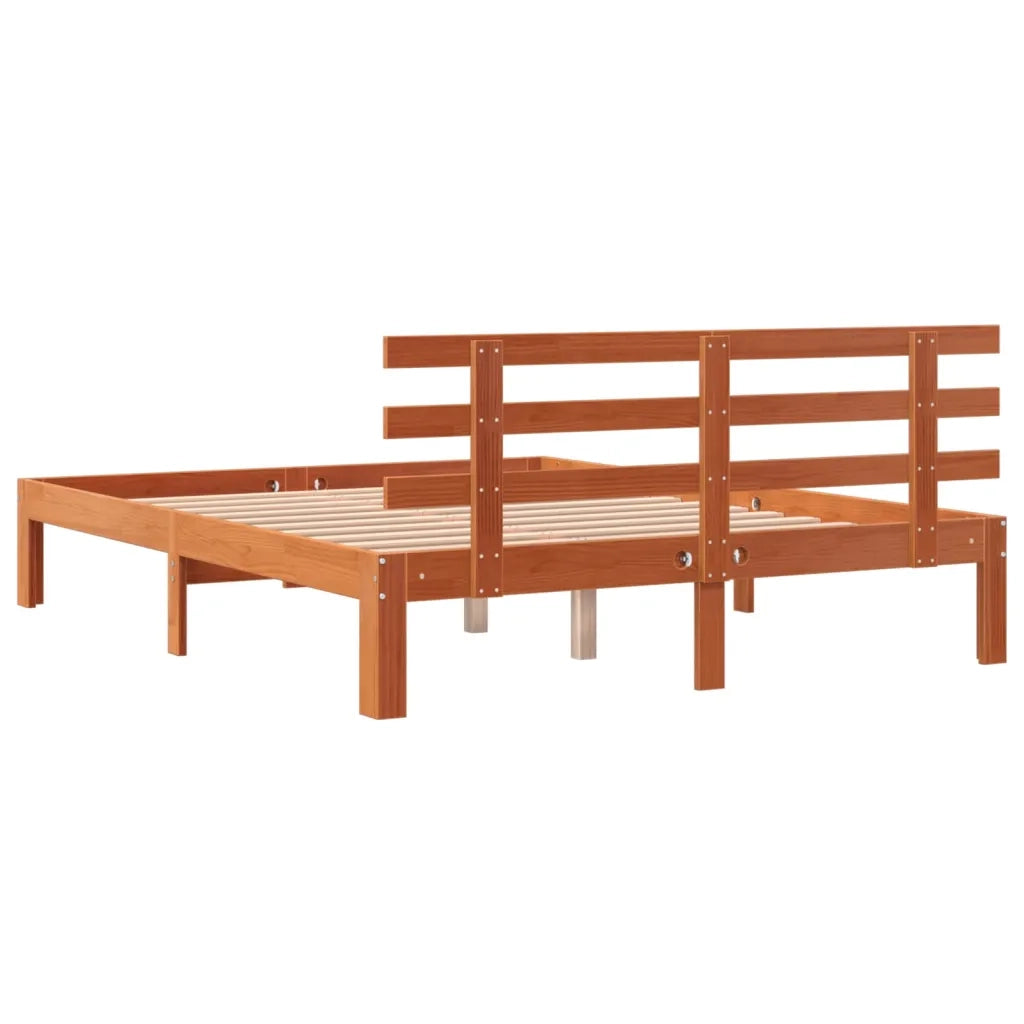 Letto senza Materasso Marrone Cera 140x190 cm in Legno di Pino 844270