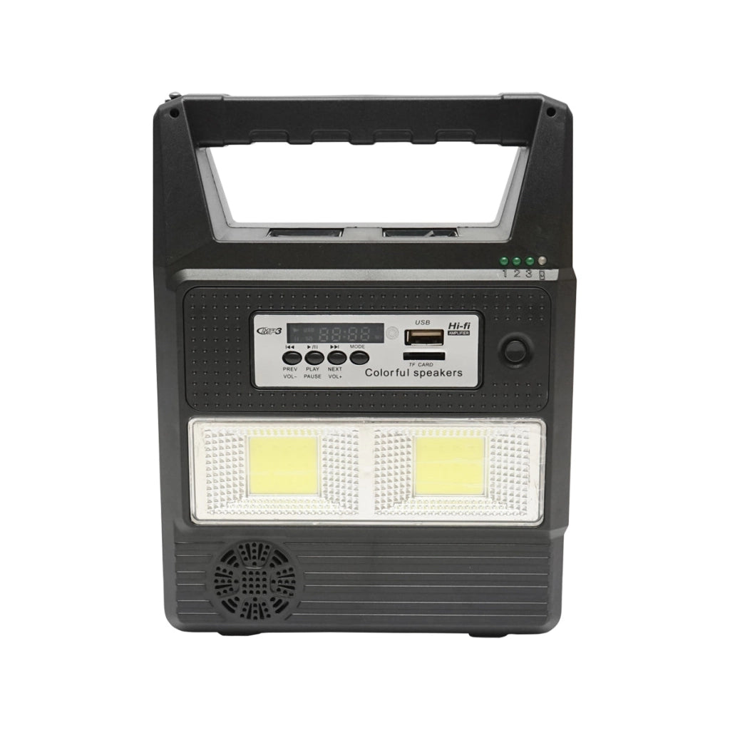 Kit di illuminazione LED portatile con 3 lampadine/proiettore, radio FM, telecomando a pannello solare e batteria da 6 V, 3 Ah per la pesca in campeggio GD-8216