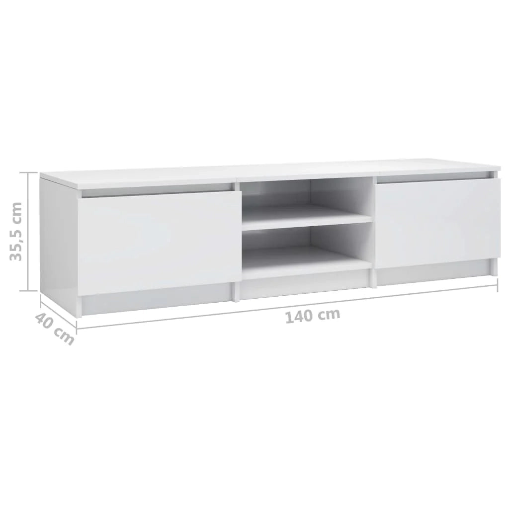 Mobile TV multimediale mensola TV credenza TV sala da pranzo soggiorno camera da letto finitura lucida 140 x 40 x 35,5 cm legno ingegnerizzato bianco 02_0027023