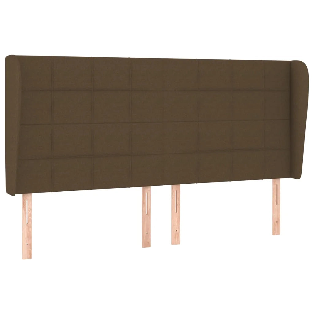 Testiera ad Orecchio-Testata con Orecchie Marrone Scuro 183x23x118/128 cm in Tessuto 318452