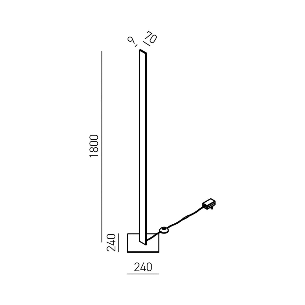 Lampada da Terra Eartha P/T in Alluminio Nero Opaco, LED Integrato 30W, 1000lm, Dimmerabile a Pedale, Luce Diretta 120° - Gealuce