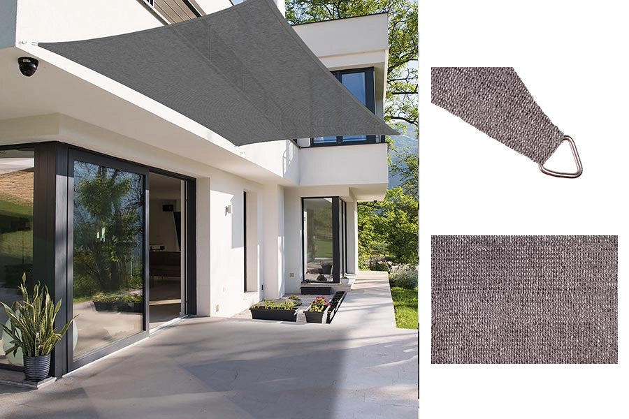 Tenda Vela Ombreggiante Parasole per Esterno Terrazze Giardino Colore: Grigio, Formato: 2 x 3 m