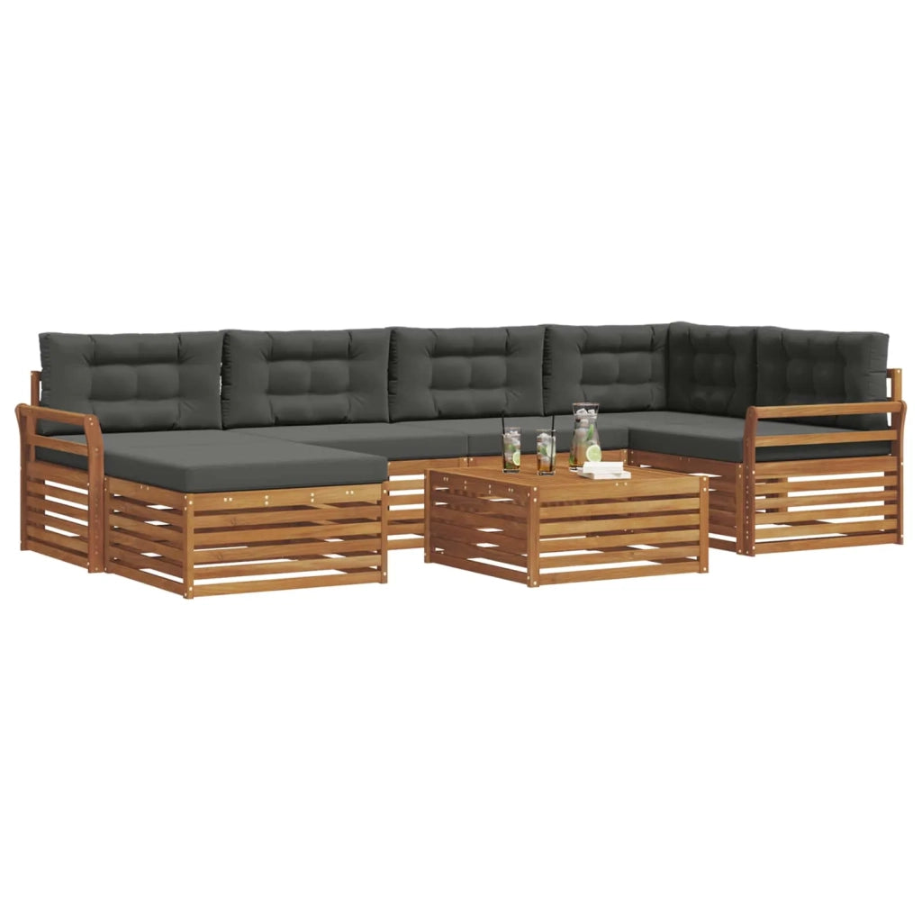 Set di divani da esterno con cuscino 7 pcs Naturale e Antracite