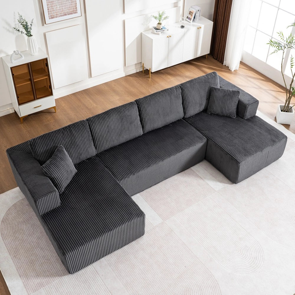 Divano Modulare U ¨C Minimal ¨C Tessuto Grigio Chiaro 3 Posti