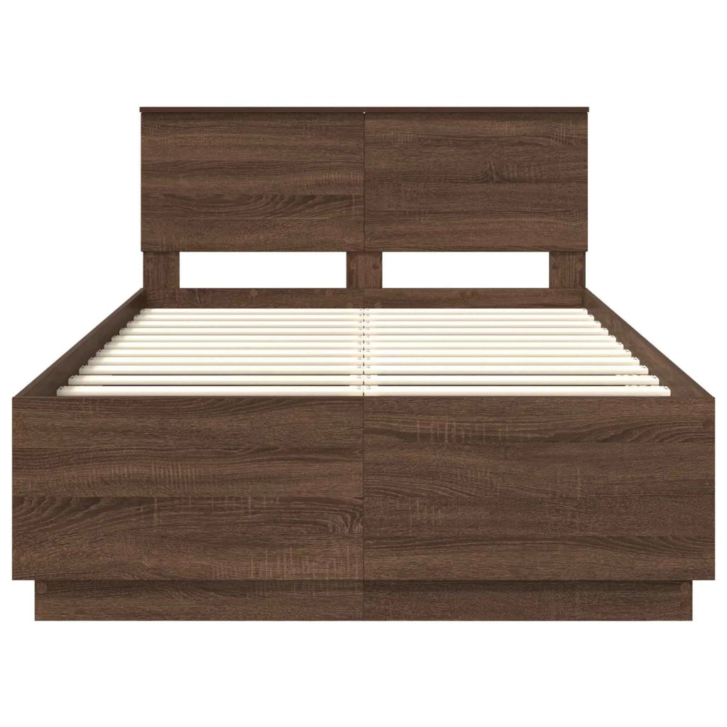 Struttura del letto con strisce LED Rovere Marrone 135 x 190 cm 3408088