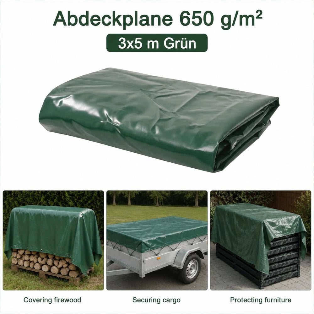 Tarpaulin 650 G/square Meter 3x5 M Green