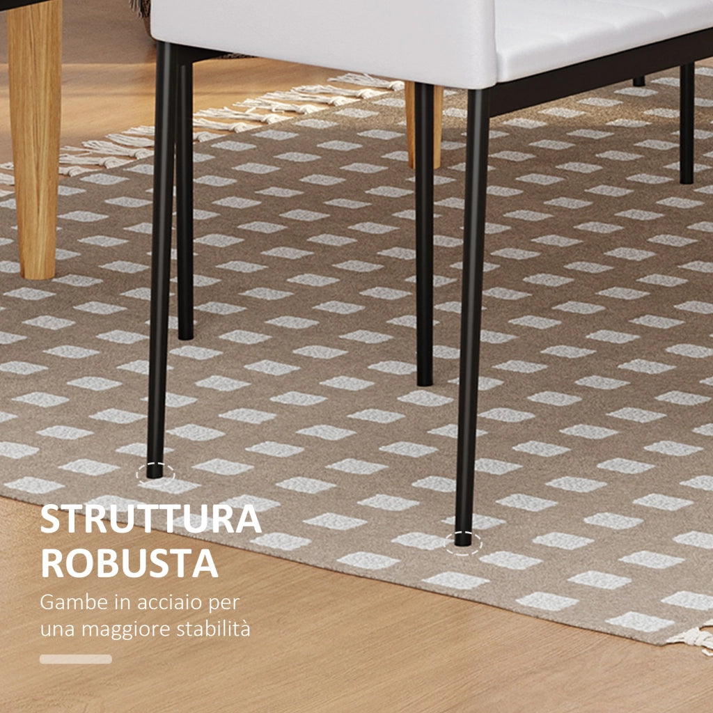 Set 4 Sedie Imbottite da Pranzo ¨C Zephmum ¨C Bianco, Metallo, Tessuto