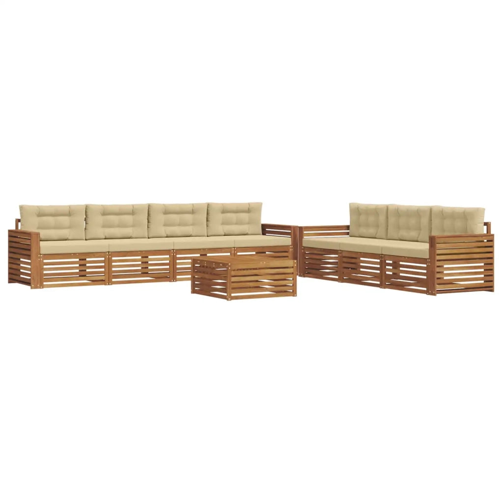 Set di divani da esterno con cuscino 8 pcs Naturale e Beige
