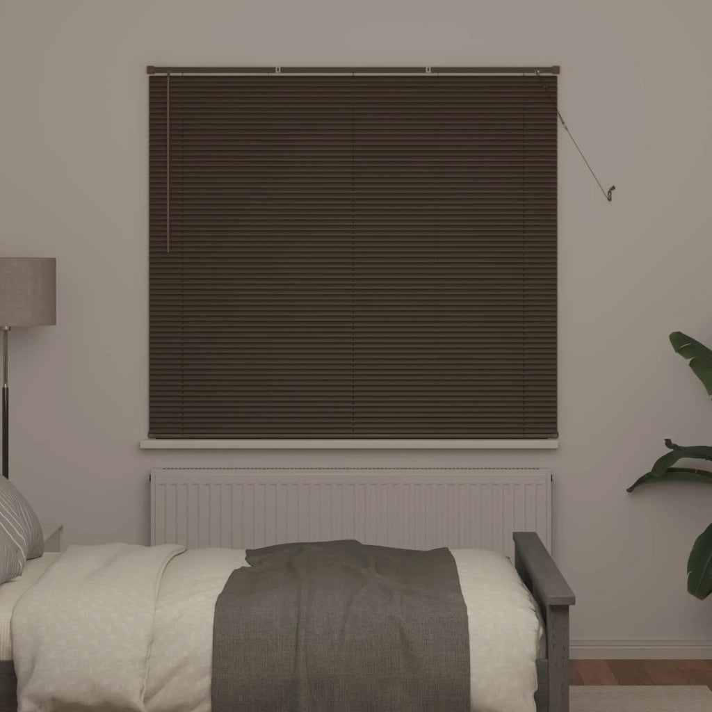 Tenda Veneziana Marrone Scuro con Motivo 150 x 130 cm PVC 42003793