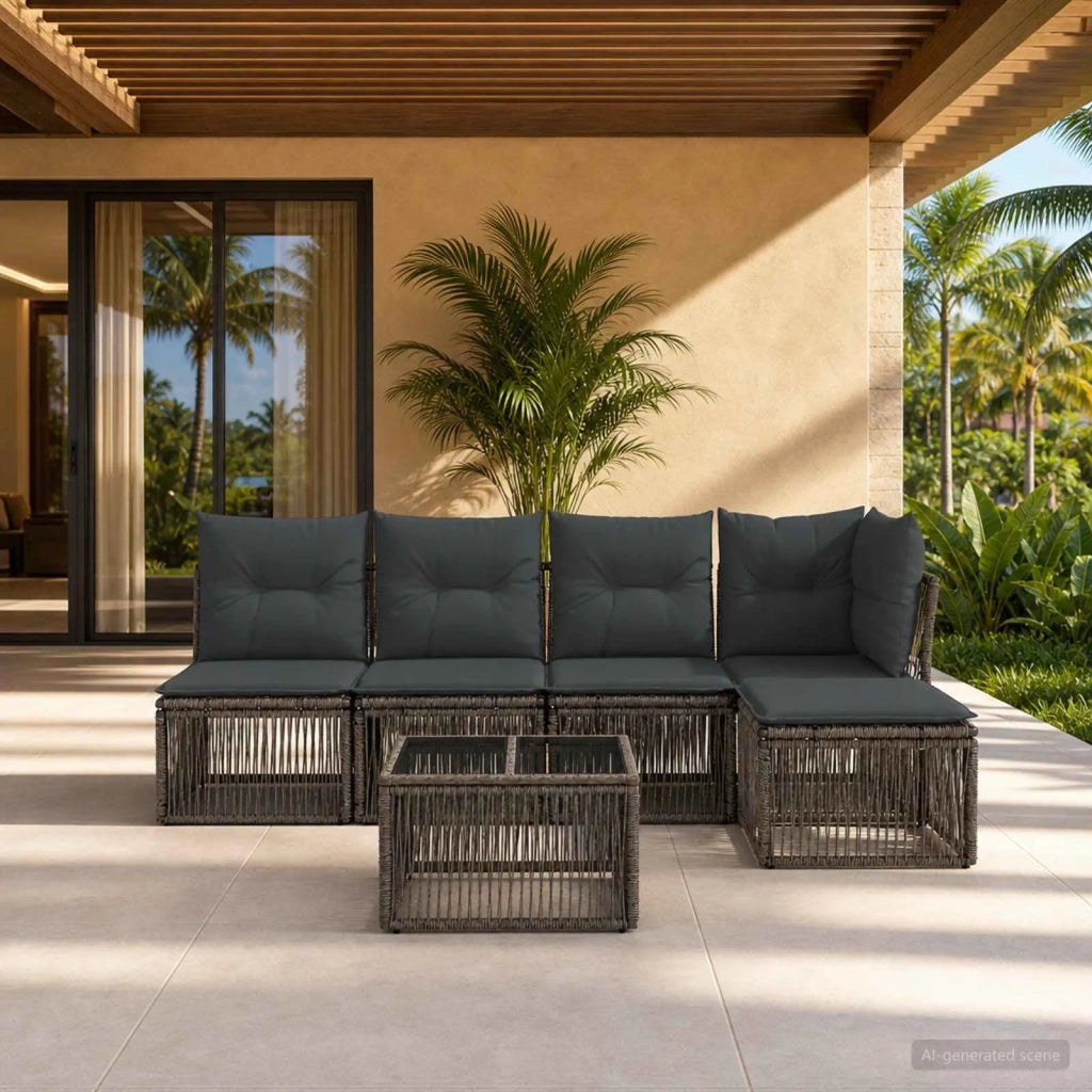 Set Divano da Giardino 6 pcs Grigio polyrattan 3434195