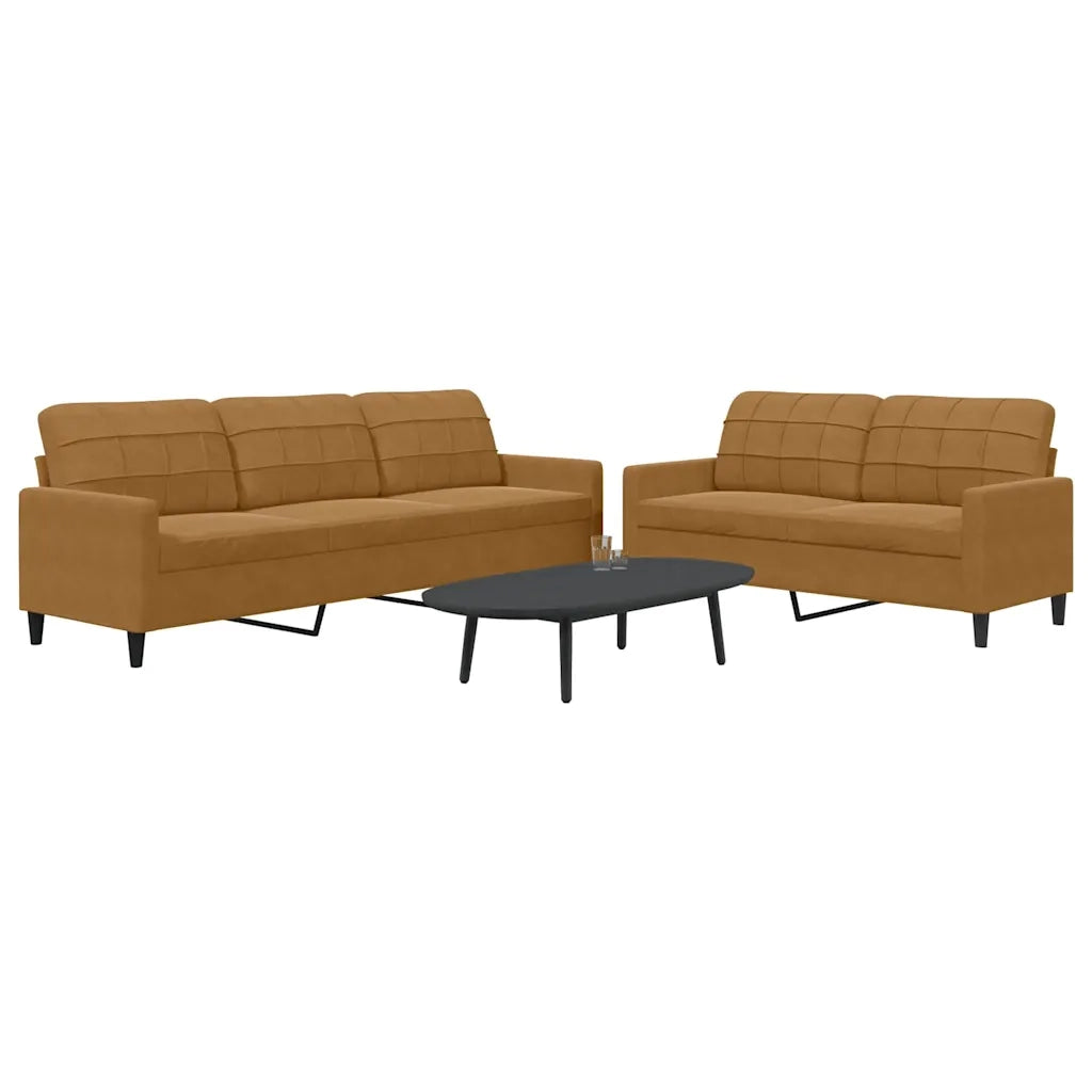 vidaXL Set di Divani 2 pz con Cuscini Marrone in Velluto