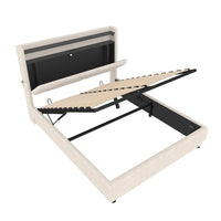 Letto 140x200cm imbottito - Xylo - LED USB tasche laterali idraulico