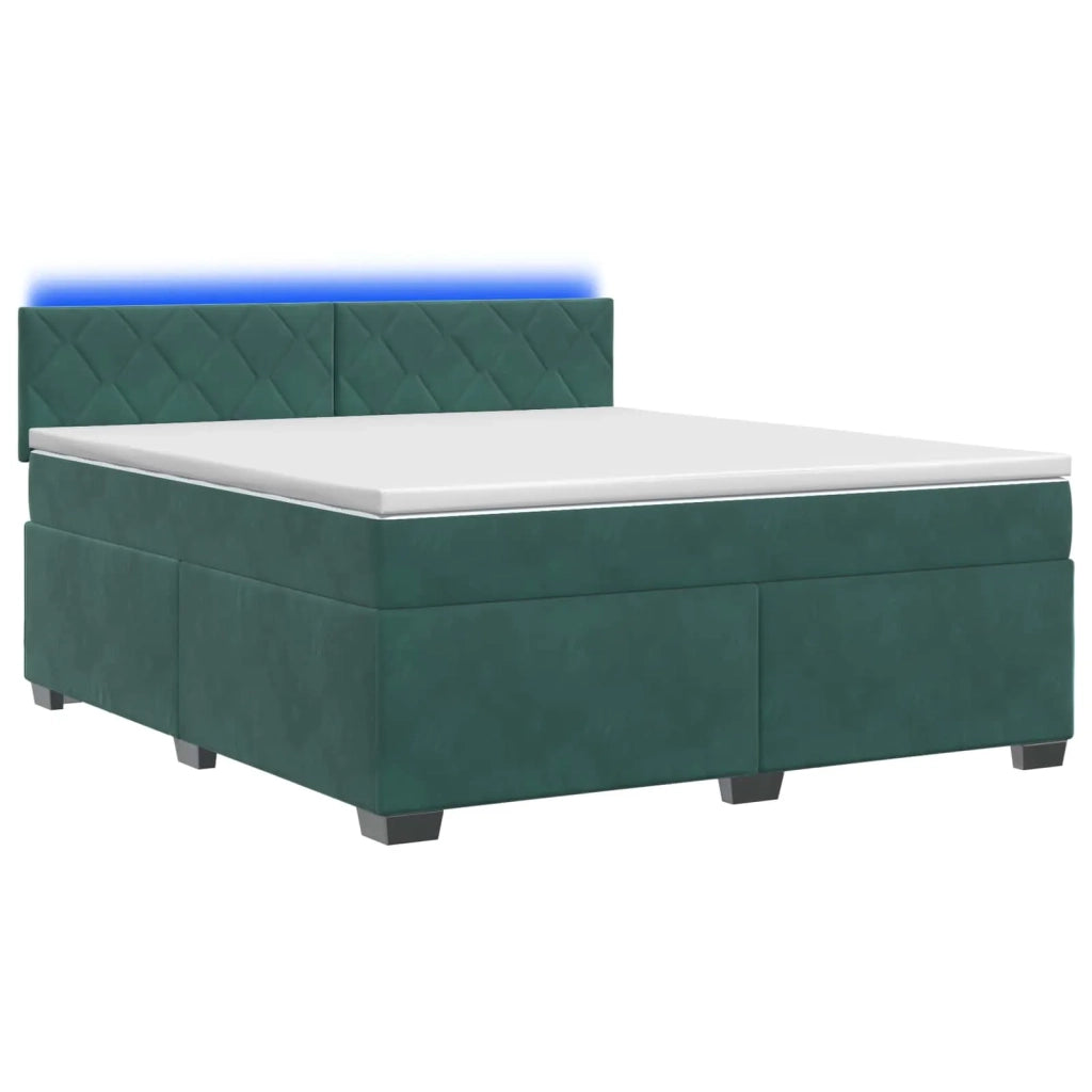 Letto con Box Spring, Materasso e LED Verde Scuro 160 x 200 cm 3452219