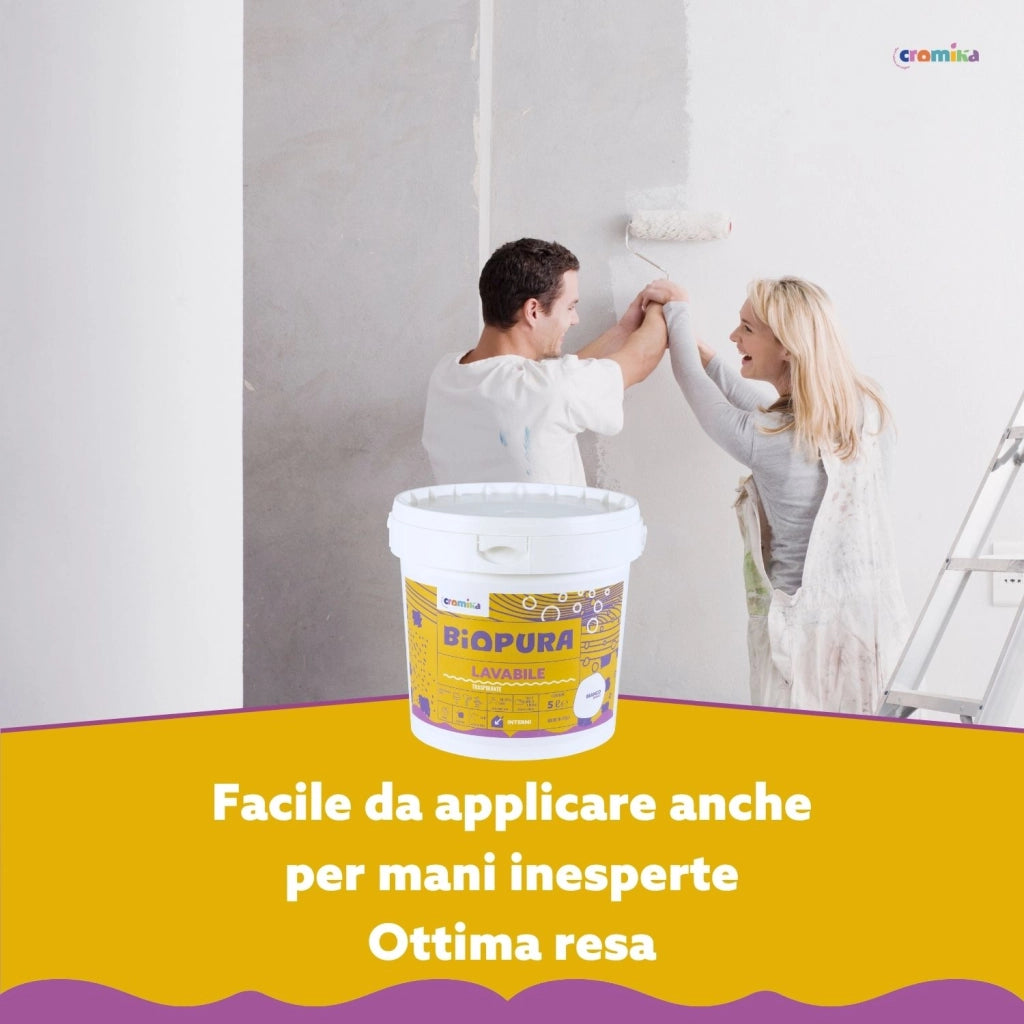 Superpittura lavabile traspirante interni alta copertura linea biopura cromika *** formato 5 lt, confezione 1