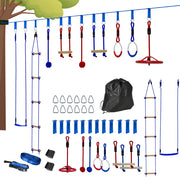 Percorso Ninja per Bambini ¨C zephmum ¨C Blu con Slackline 10m e 10 Accessori