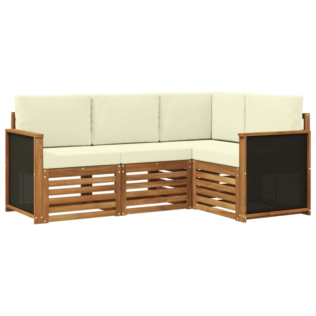 Set divani con cuscino 4 pcs Legno di Acacia Massello