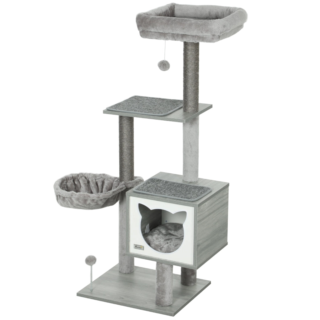 Arbre ¨¤ chat con griffoir, nicchia e amaca ¨C zephmum ¨C 48x40x126cm grigio