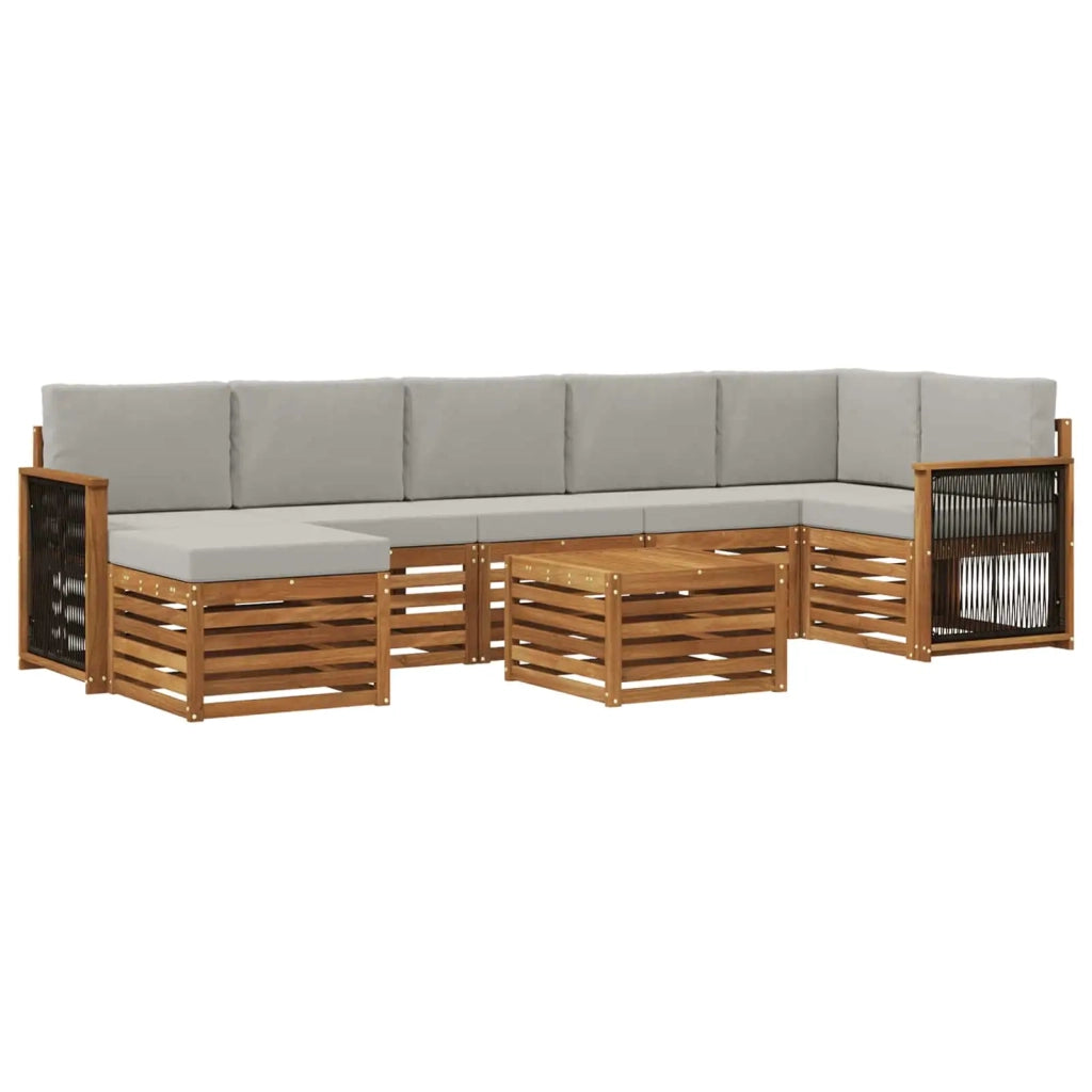 Set di divani da esterno 7 pz Naturale e Grigio Chiaro 3384652