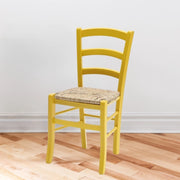 Set 2 sedie in legno di faggio con seduta paglia Venezia colore anilina giallo