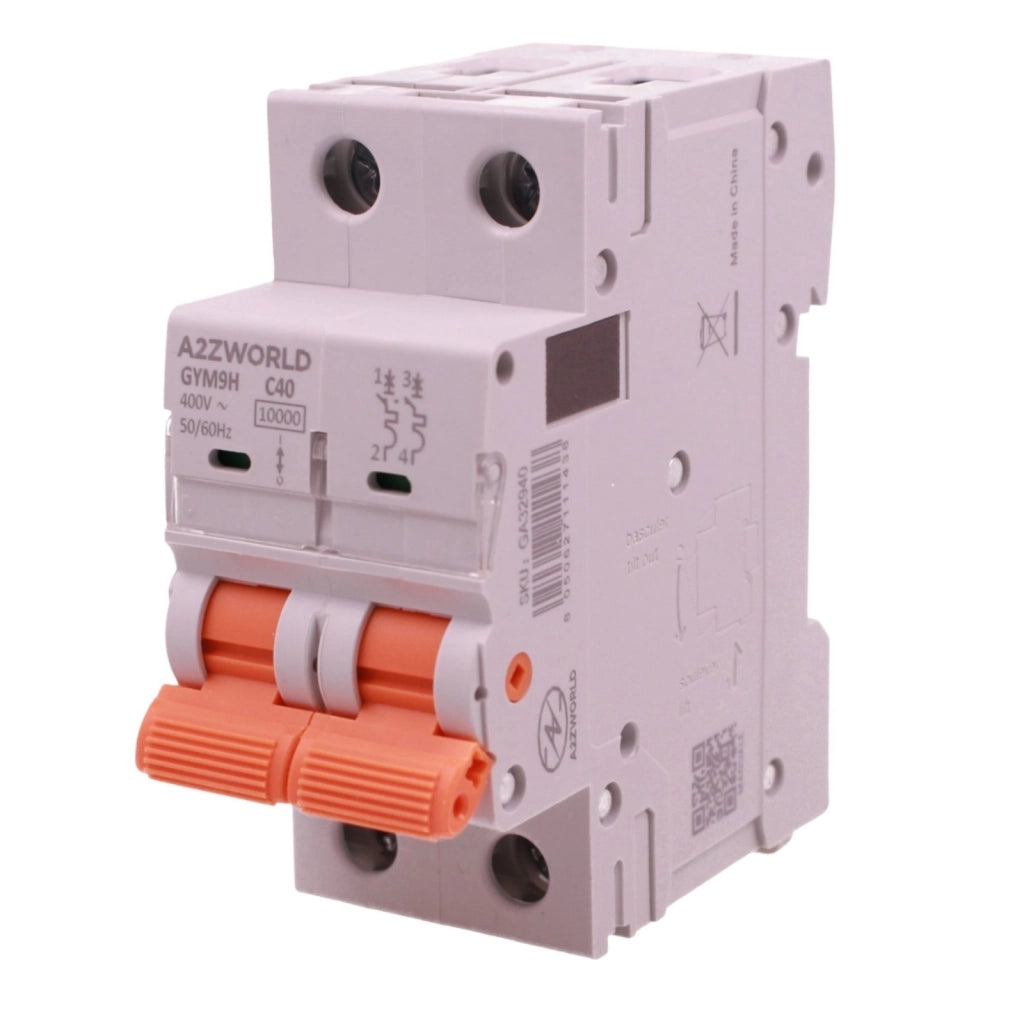 MCB Interruttore Magnetotermico Automatico Curva C 2P 2M 10000A AC 400V IP20 GYM9H, Accoppiabile Con Bobina di Sgancio GA01231 GA01232, Disponibili 25A 32A 40A 63A (C40A)