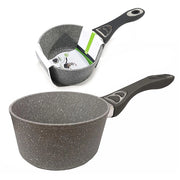 Trade Shop - Brocca Per Latte In Alluminio Antiaderente Rivestimento Pietra Manico Soft-touch ⌀16/18cm -