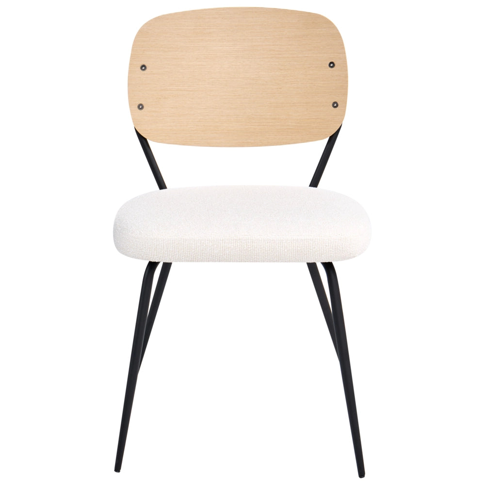 Set di 2 sedie da pranzo bianco sporco con gambe in ferro nero senza braccioli e cappucci protettivi Design moderno e minimalista Sala da pranzo