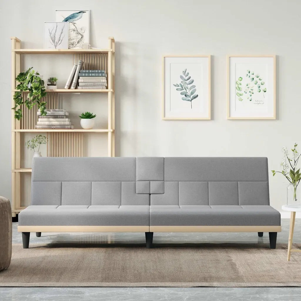 Divano Letto con Portabicchieri in Tessuto Grigio Chiarocod mxl 119528